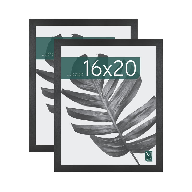 MCS Studio Gallery 16x20 Poster Frame Black Woodgrain Engineered Wood, Vertical & Horizontal Wall Hanging Large Picture Frame for Photos, Posters & Art Prints (2-Pack) - Image 1